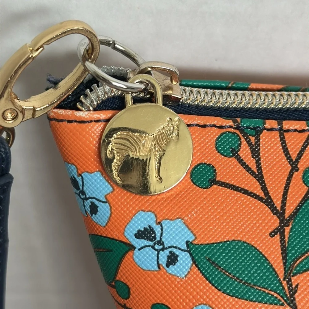Dabney Lee Floral Orange and Blue Women's Bag wristlet NWOT